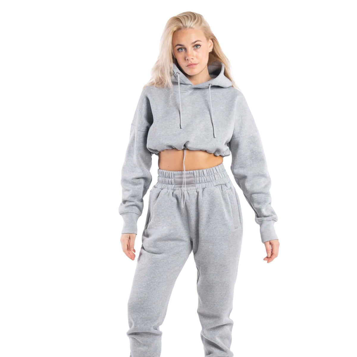 Cloud Crop Tracksuit - Women's Cropped Hoodie & High-Waisted Joggers Set | Oversized Fleece