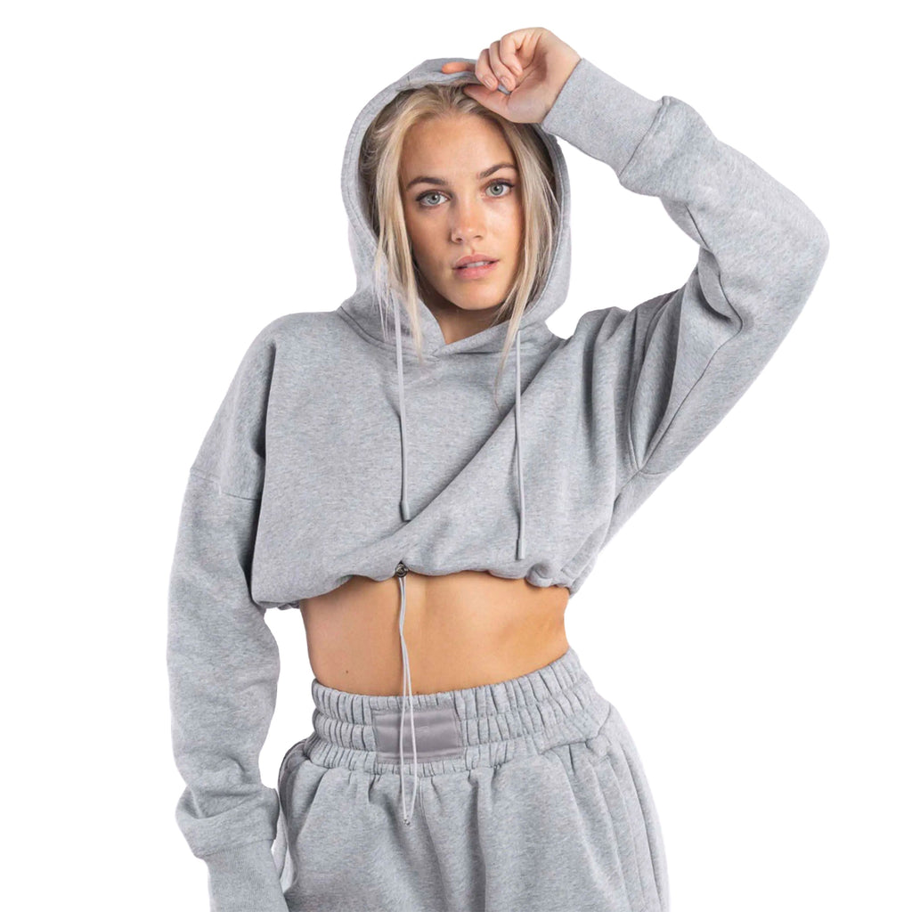 Cloud Crop Tracksuit - Women's Cropped Hoodie & High-Waisted Joggers Set | Oversized Fleece