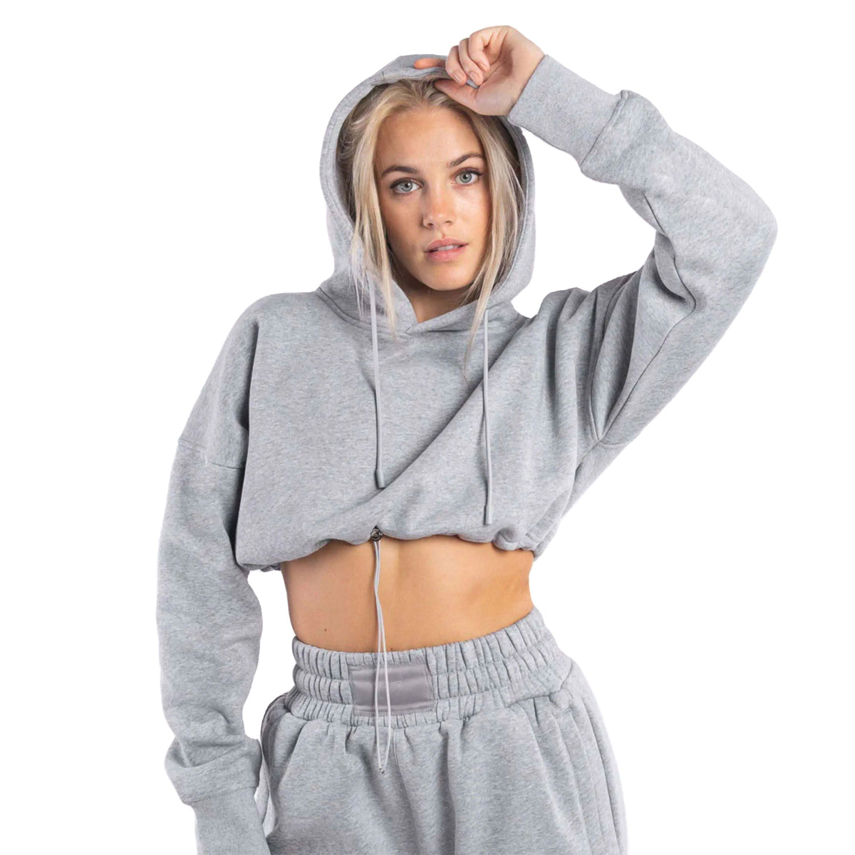 Cloud Crop Tracksuit - Women's Cropped Hoodie & High-Waisted Joggers Set | Oversized Fleece