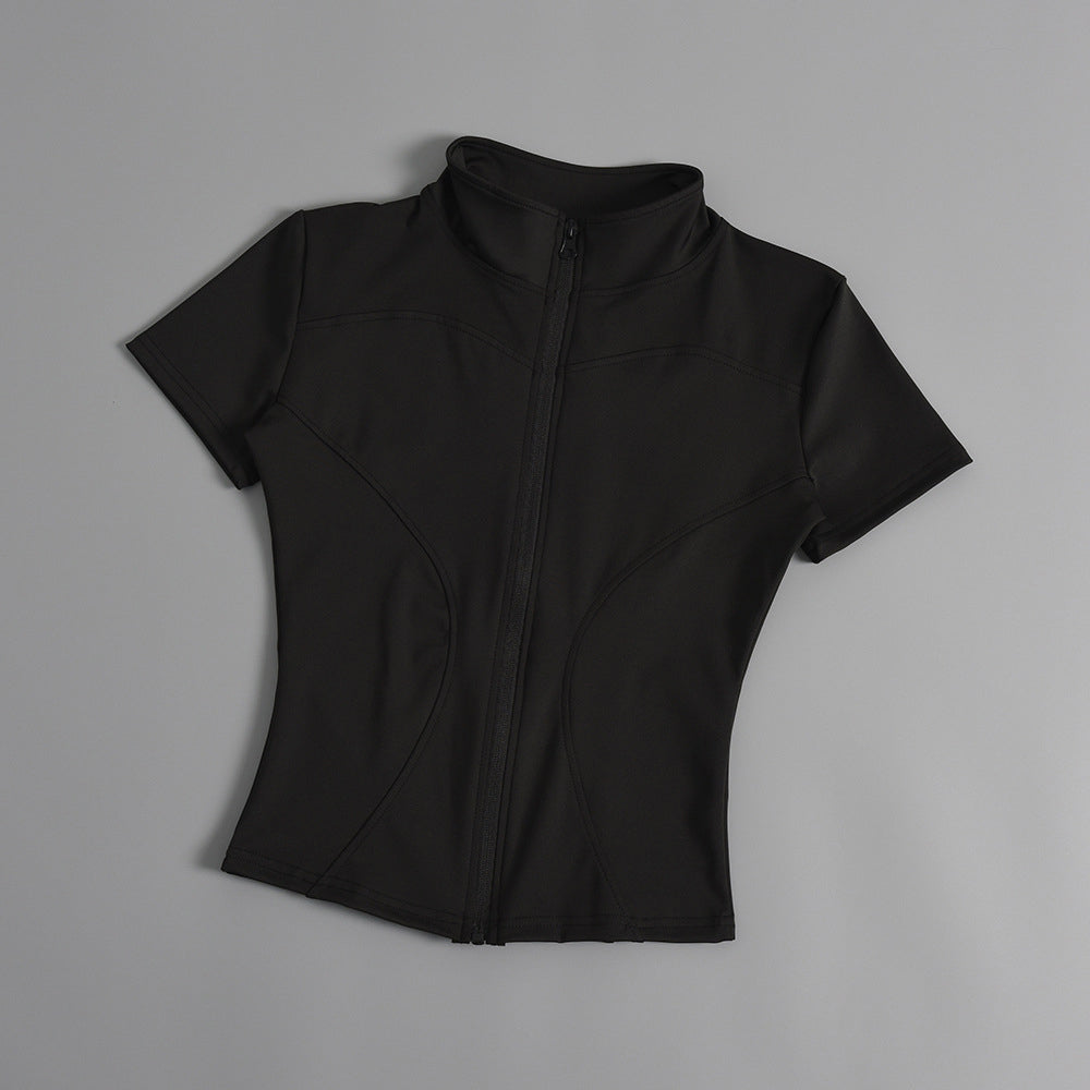 Contoura Zip-Up Crop Top - Women's Short Sleeve Activewear | Sculpt Fit