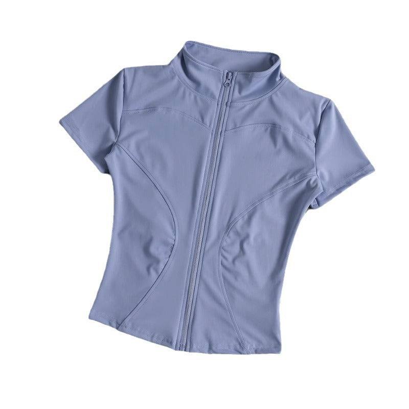 Contoura Zip-Up Crop Top - Women's Short Sleeve Activewear | Sculpt Fit