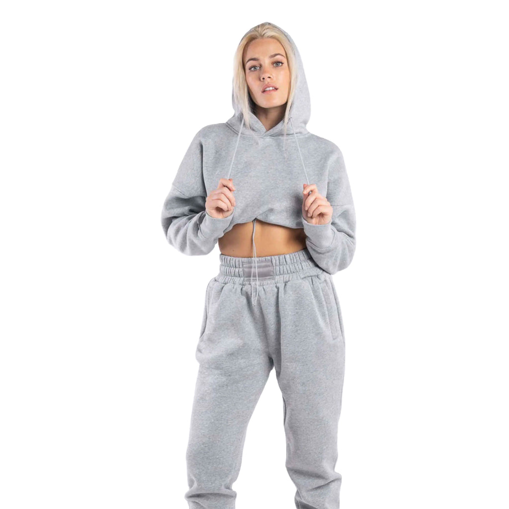 Cloud Crop Tracksuit - Women's Cropped Hoodie & High-Waisted Joggers Set | Oversized Fleece