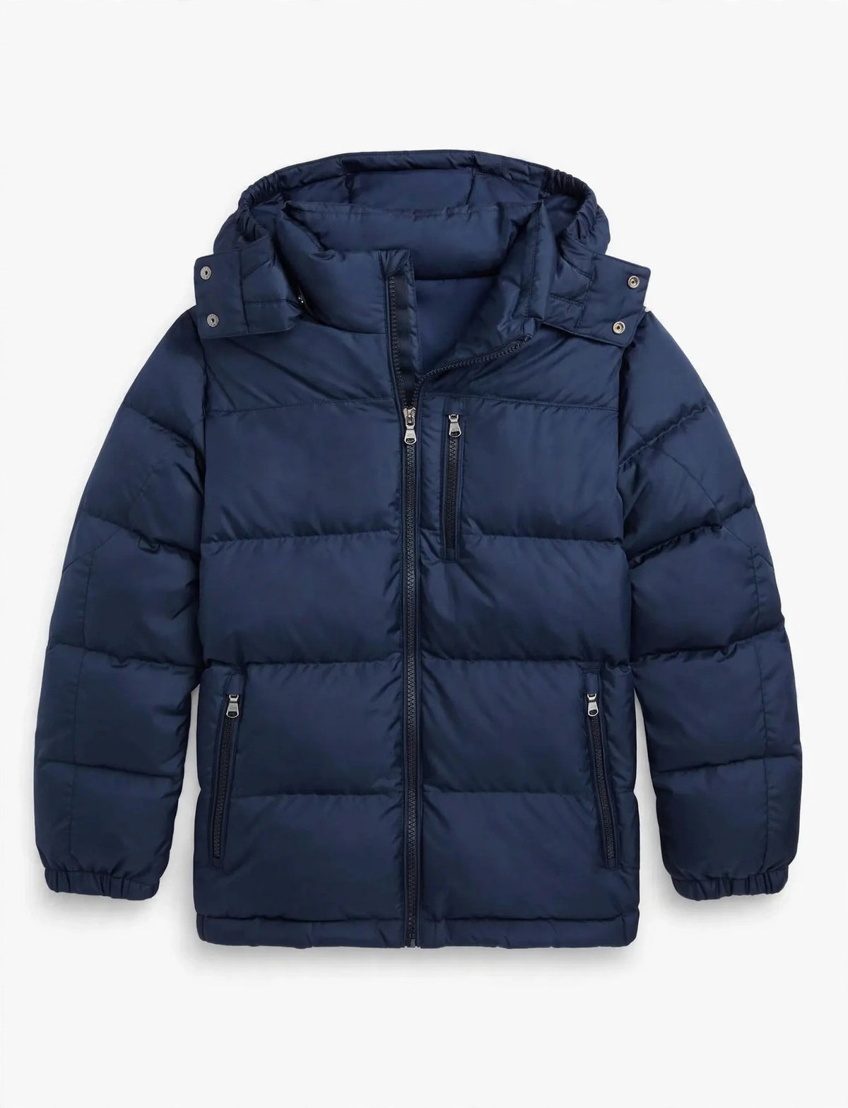 Men's Winter Puffer Jacket - No Logo - 4 Colors - Hooded Warm Puffy Coat - Front & Back View