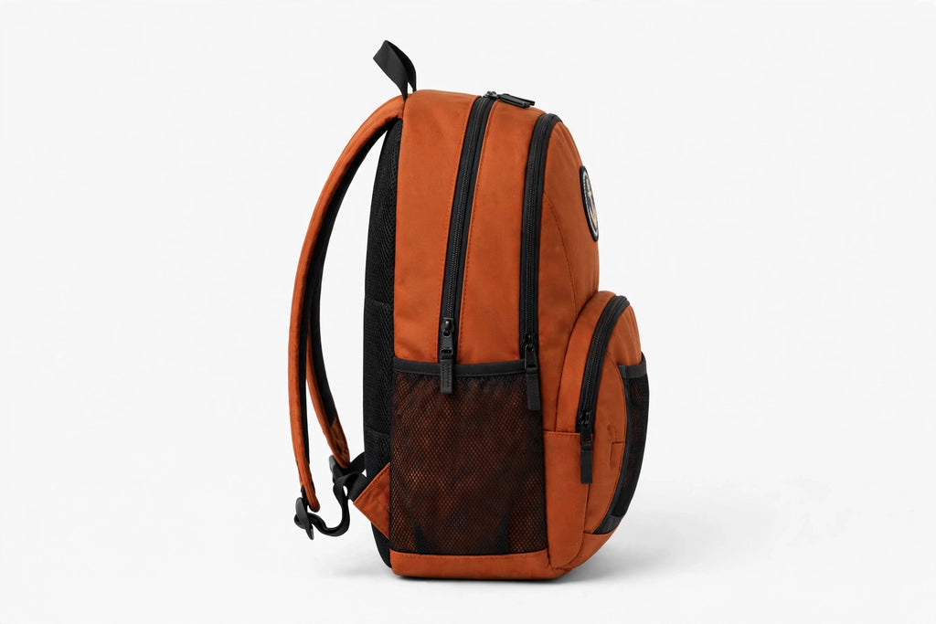 Anchor Clothing Signature Backpack - Water-Resistant Daypack with Embroidered Anchor Patch - Burnt Orange