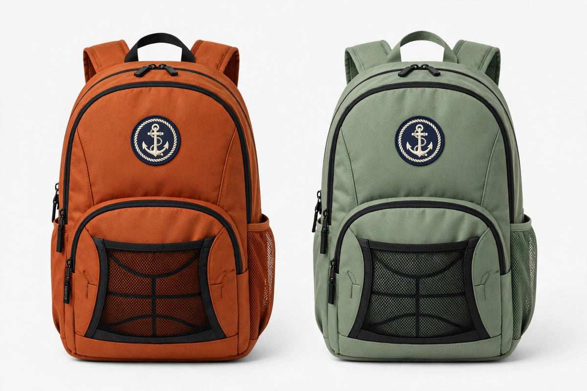 Anchor Clothing Signature Backpack - Water-Resistant Daypack with Embroidered Anchor Patch - Burnt Orange