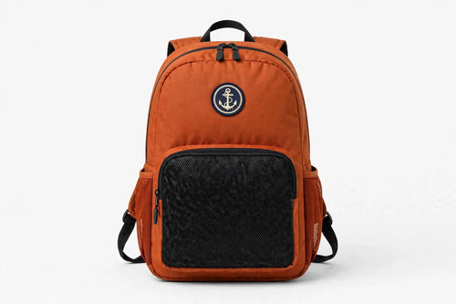 Anchor Clothing Signature Backpack - Water-Resistant Daypack with Embroidered Anchor Patch - Burnt Orange