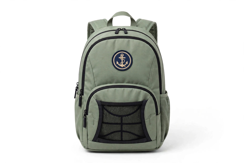 Anchor Clothing Signature Backpack - Water-Resistant Daypack with Embroidered Anchor Patch - Burnt Orange