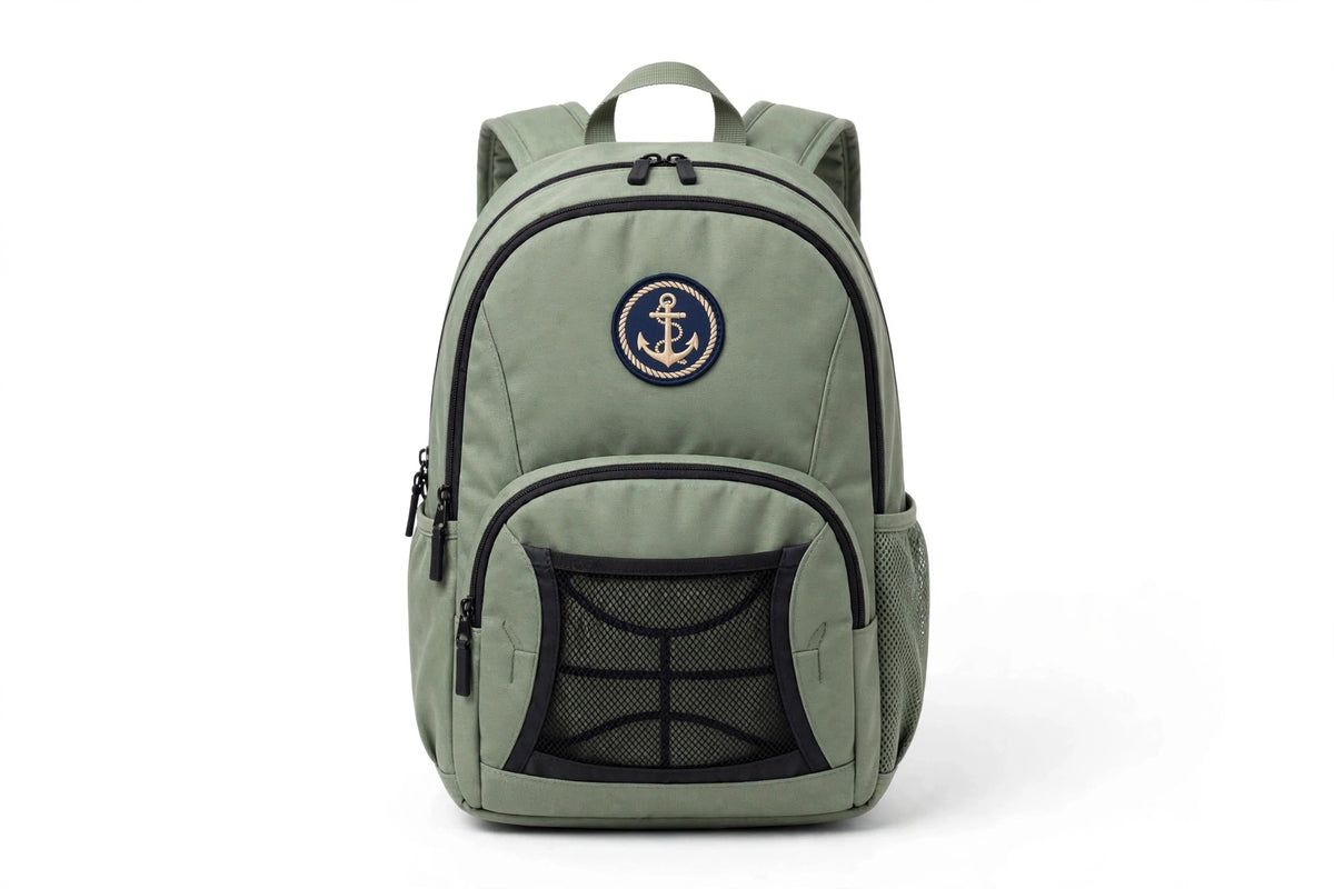 Anchor Clothing Signature Backpack - Water-Resistant Daypack with Embroidered Anchor Patch - Burnt Orange