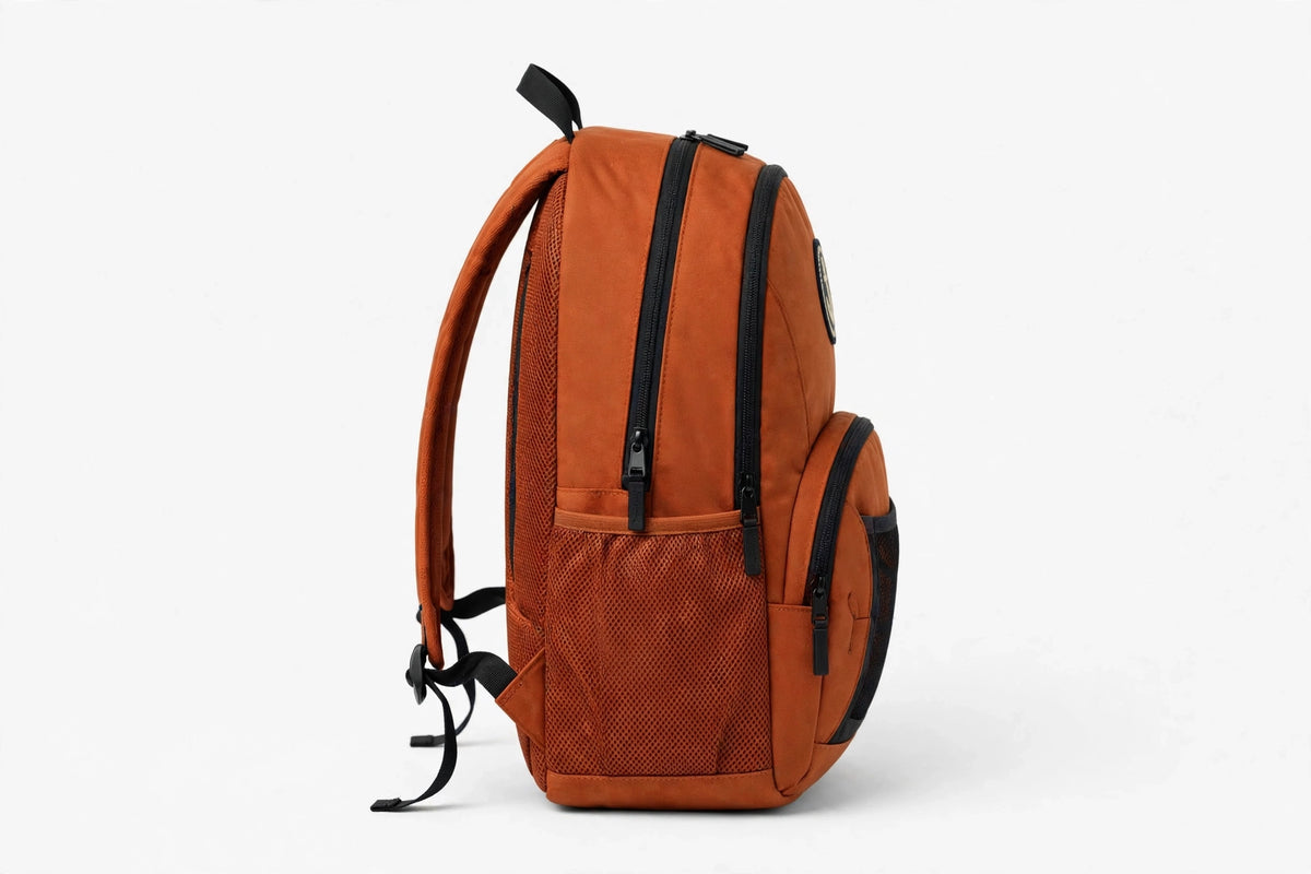 Anchor Clothing Signature Backpack - Water-Resistant Daypack with Embroidered Anchor Patch - Burnt Orange