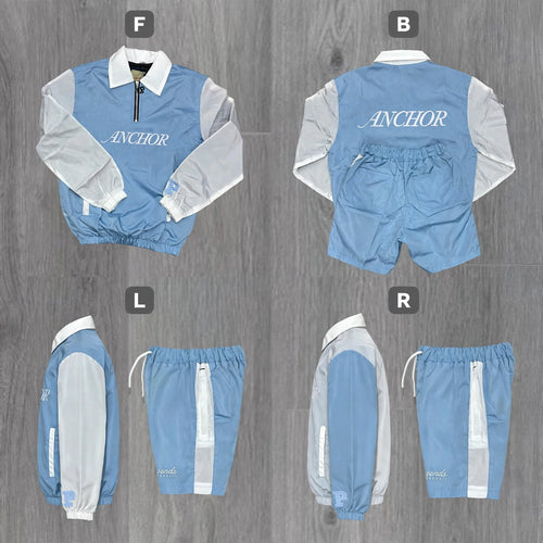 Anchor Clothing 3-Pack Windbreaker Sets - Unisex Quarter-Zip Jacket & Shorts Set - Red Pink Blue - Buy 2 Get 1 Free