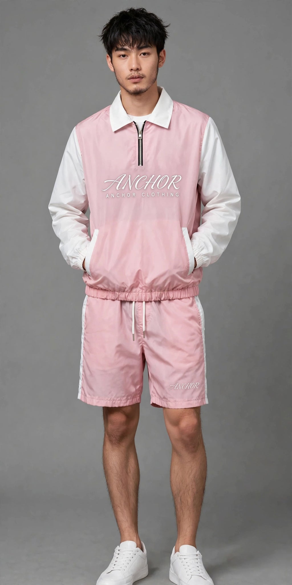Anchor Clothing 3-Pack Windbreaker Sets - Unisex Quarter-Zip Jacket & Shorts Set - Red Pink Blue - Buy 2 Get 1 Free