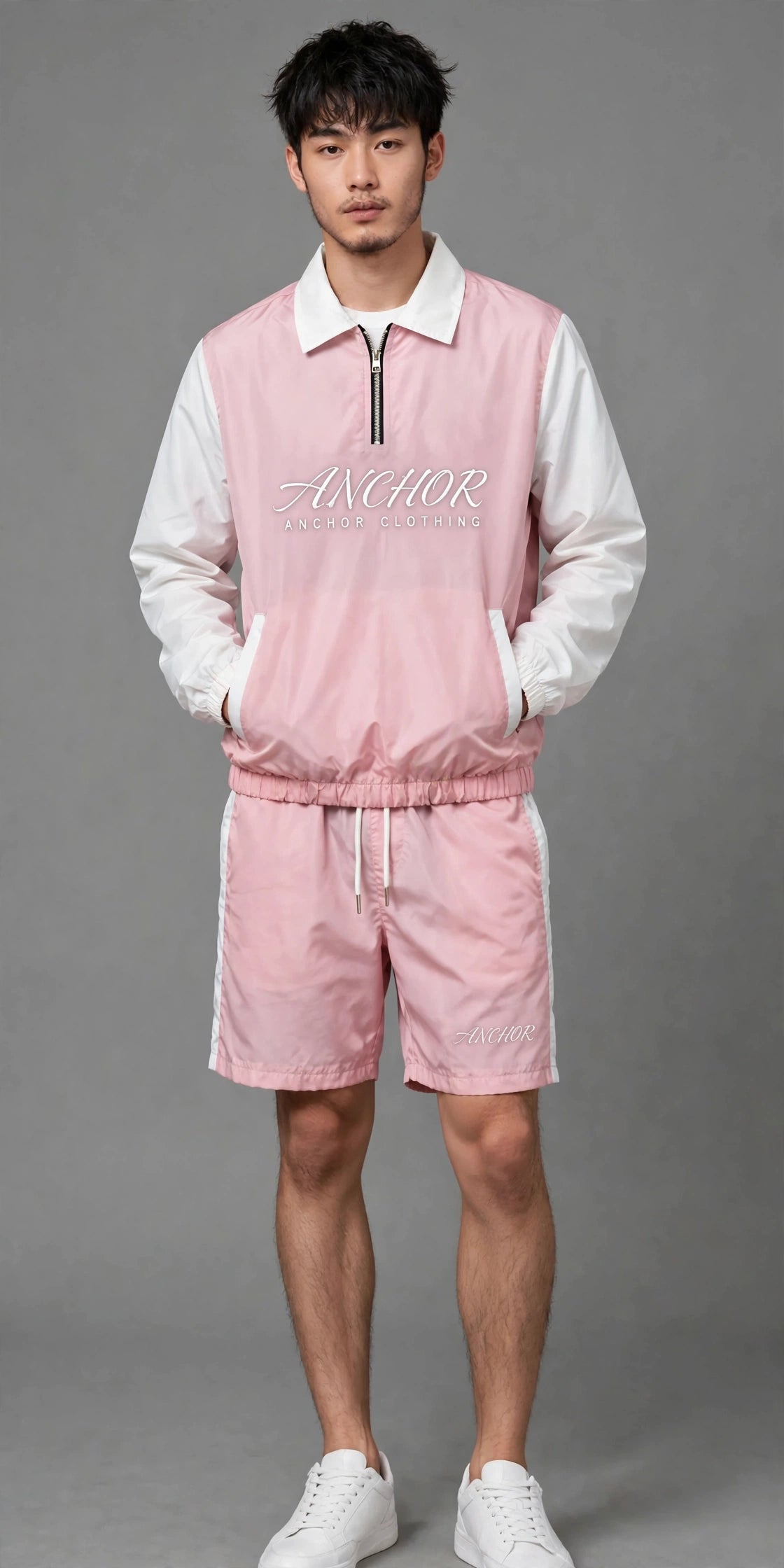 Anchor Clothing 3-Pack Windbreaker Sets - Unisex Quarter-Zip Jacket & Shorts Set - Red Pink Blue - Buy 2 Get 1 Free