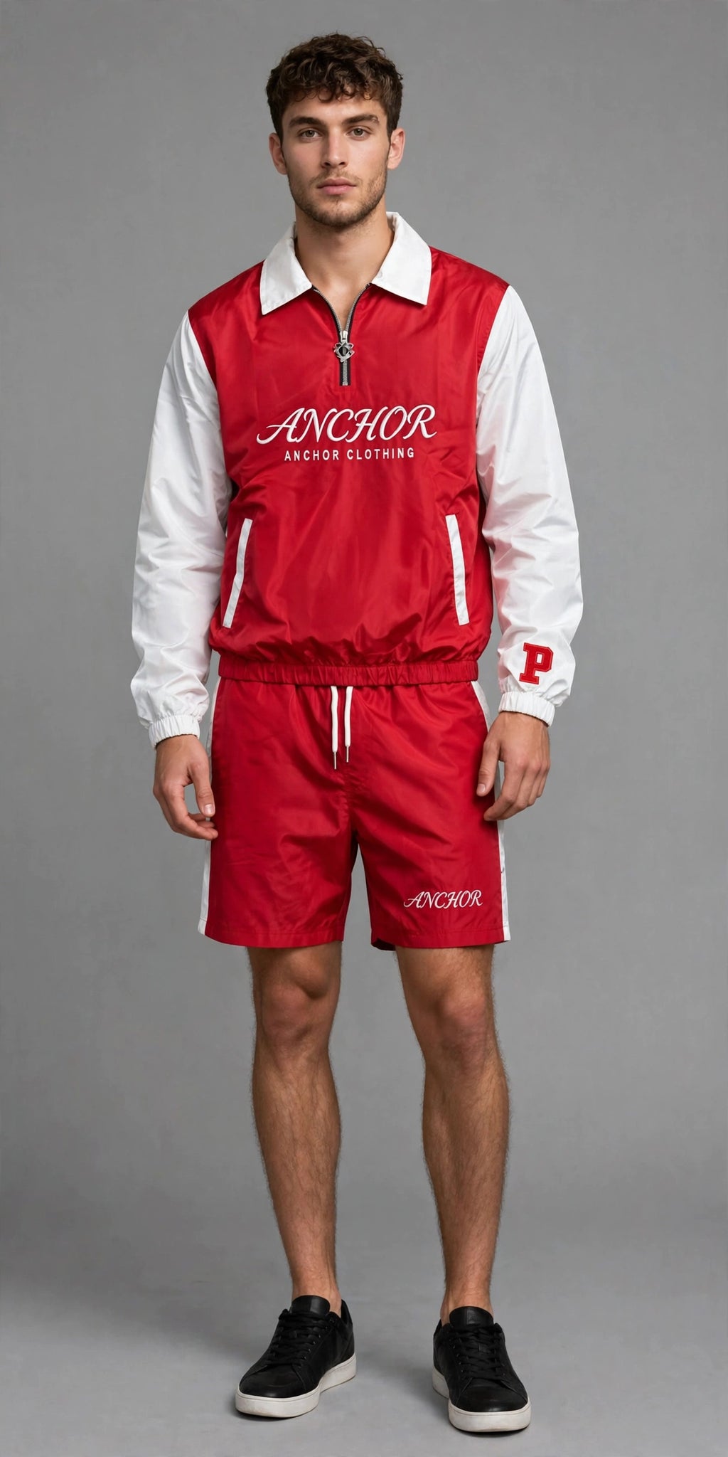 Anchor Clothing 3-Pack Windbreaker Sets - Unisex Quarter-Zip Jacket & Shorts Set - Red Pink Blue - Buy 2 Get 1 Free