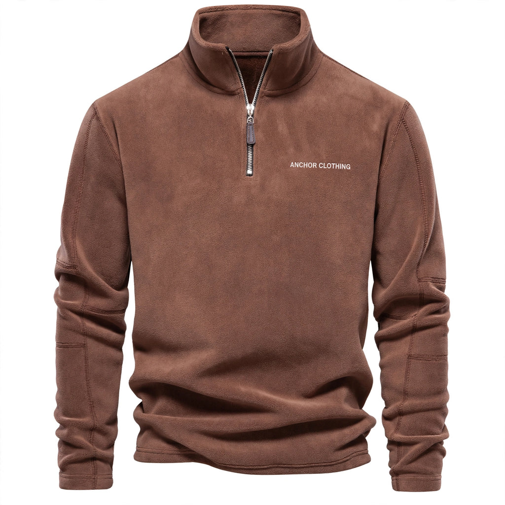 Men's Quarter Zip Fleece Pullover - Warm Polar Fleece Mock Neck Sweater - Casual Long Sleeve Thermal Top