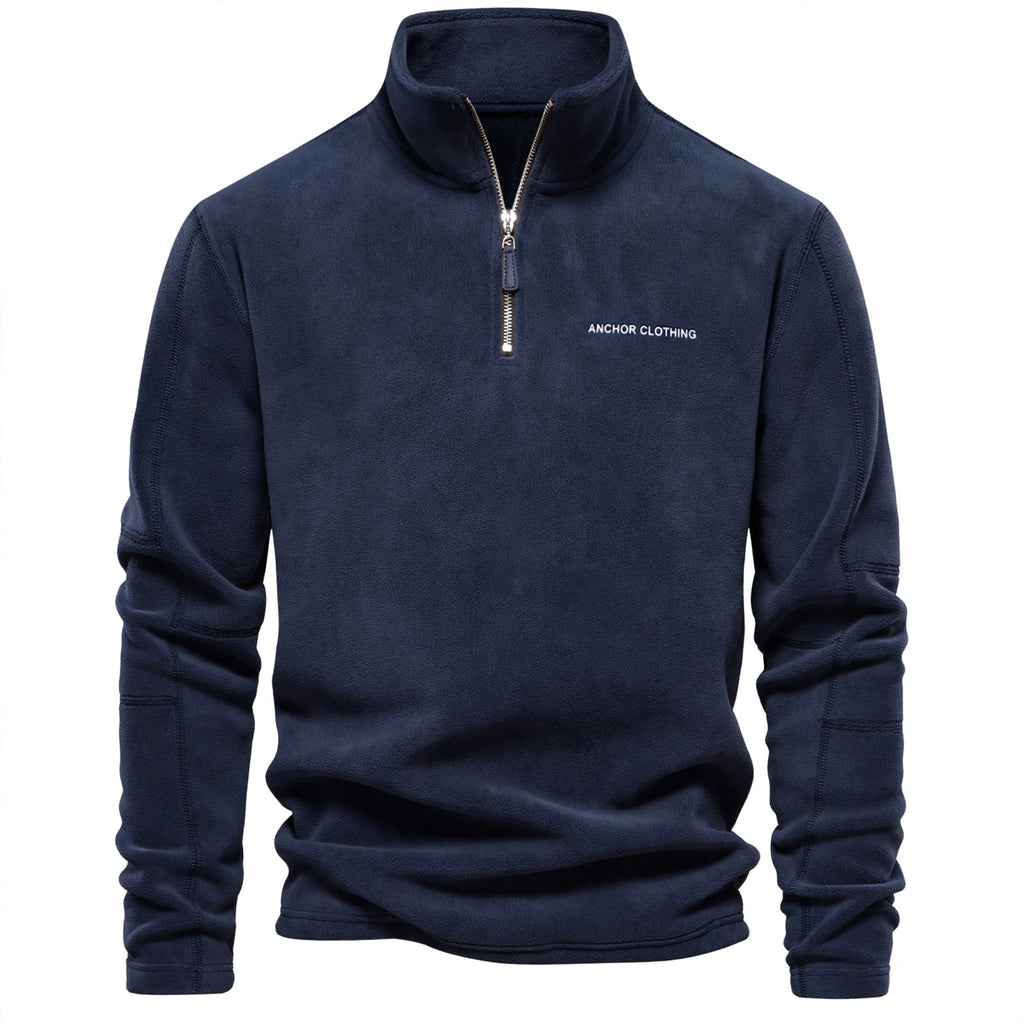 Men's Quarter Zip Fleece Pullover - Warm Polar Fleece Mock Neck Sweater - Casual Long Sleeve Thermal Top