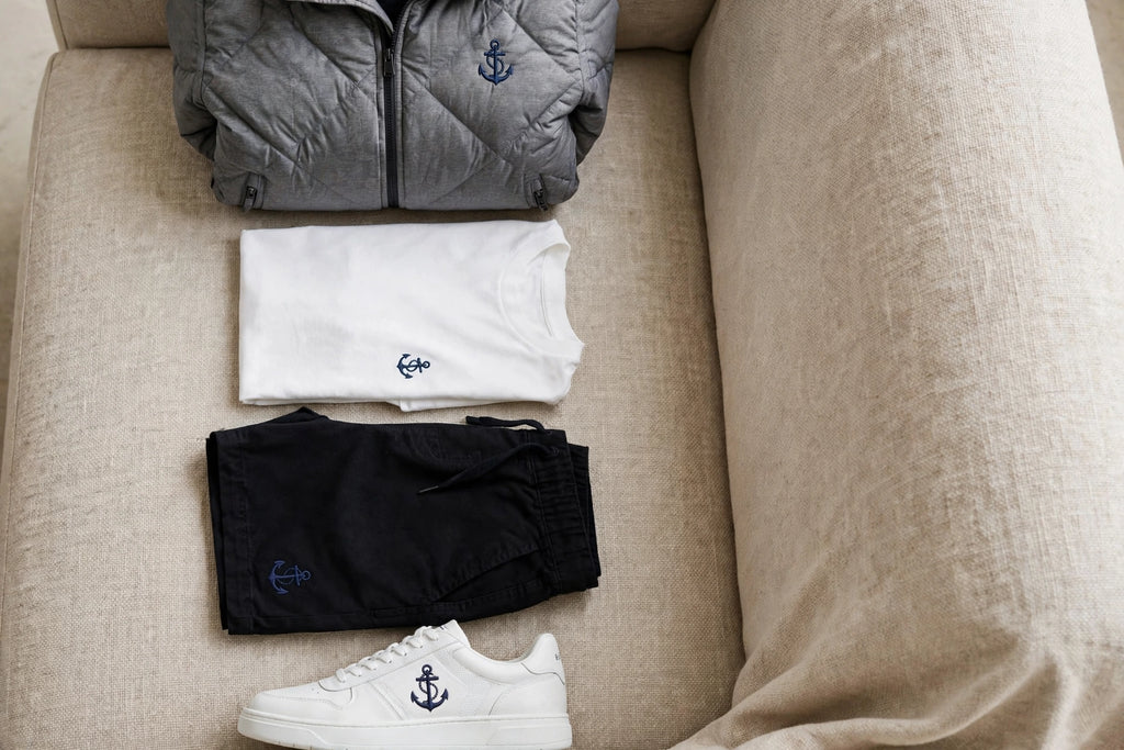 Anchor Street Puffer Bundle - Men's 3-Piece Winter Set | Grey Hooded Puffer Jacket + T-Shirt + Shorts
