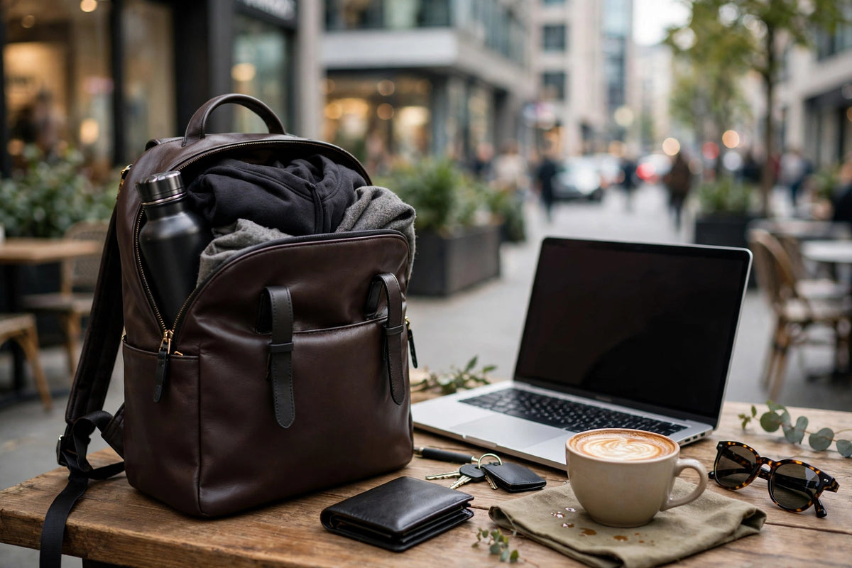 Anchor Heritage Leather Backpack - Vintage Dark Brown Daypack - Premium Full Grain Leather