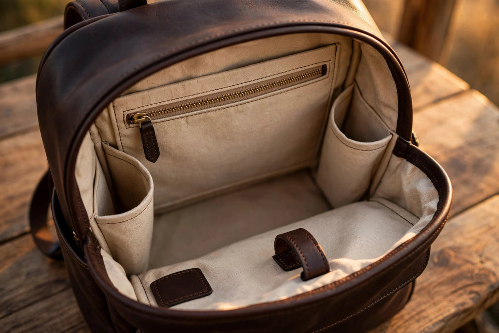 Anchor Heritage Leather Backpack - Vintage Dark Brown Daypack - Premium Full Grain Leather
