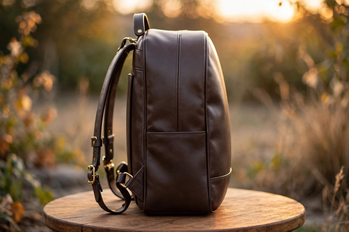 Anchor Heritage Leather Backpack - Vintage Dark Brown Daypack - Premium Full Grain Leather