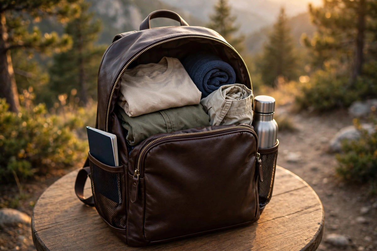 Anchor Heritage Leather Backpack - Vintage Dark Brown Daypack - Premium Full Grain Leather