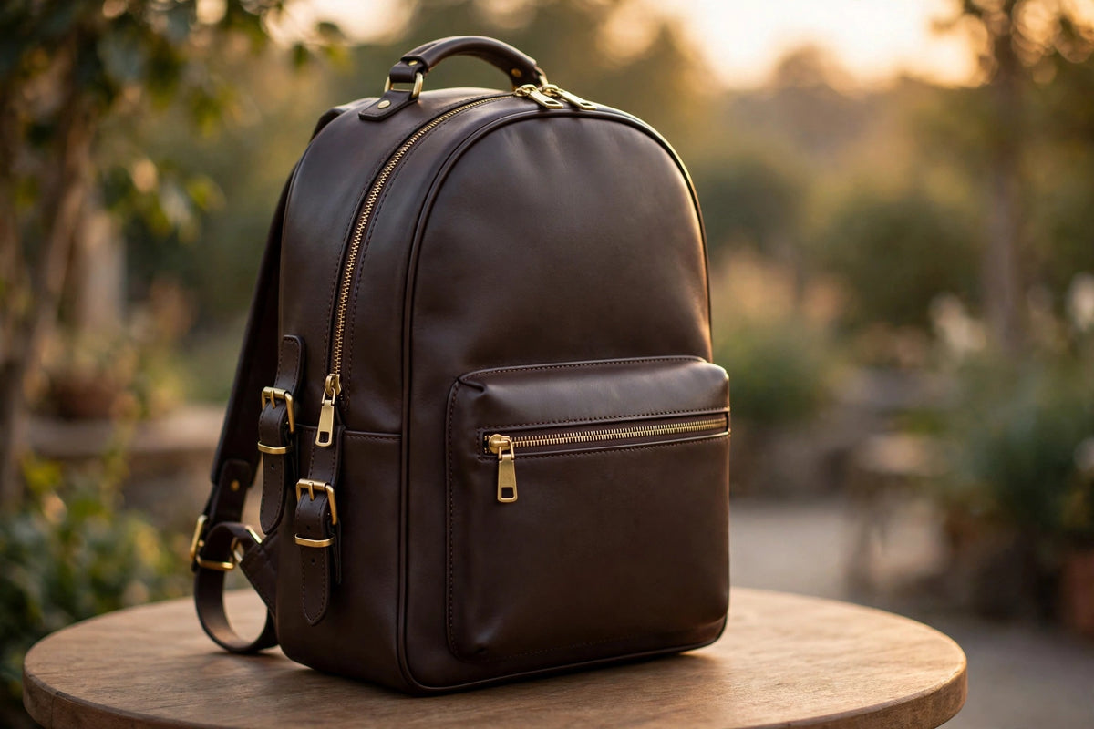 Anchor Heritage Leather Backpack - Vintage Dark Brown Daypack - Premium Full Grain Leather