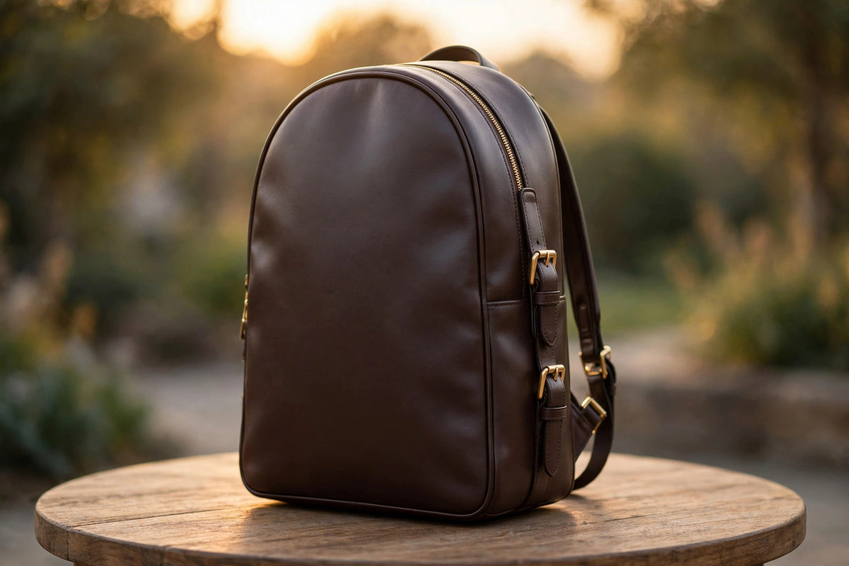 Anchor Heritage Leather Backpack - Vintage Dark Brown Daypack - Premium Full Grain Leather