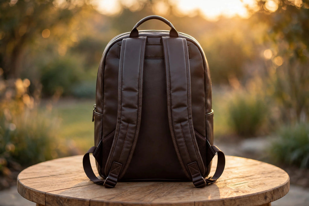 Anchor Heritage Leather Backpack - Vintage Dark Brown Daypack - Premium Full Grain Leather