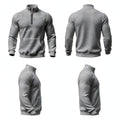 Front, Back, Side - The Everyday Quarter-Zip in Olive. Waffle-knit texture, warm mock neck, and kangaroo pocket