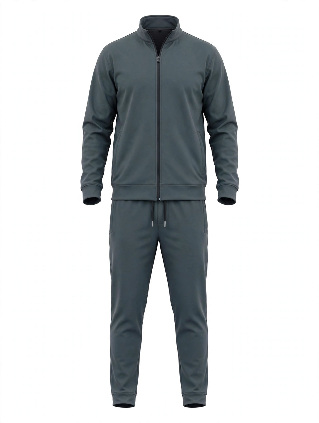Men's Slate Grey Tech Tracksuit - Full Zip Jacket & Joggers Set with Zip Pockets