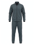 Men's Slate Grey Tech Tracksuit - Full Zip Jacket & Joggers Set with Zip Pockets