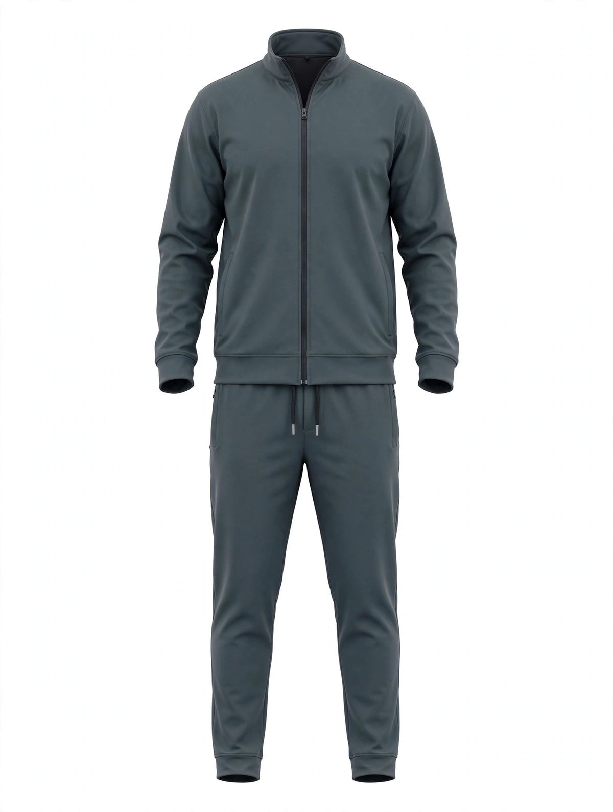 Men's Slate Grey Tech Tracksuit - Full Zip Jacket & Joggers Set with Zip Pockets