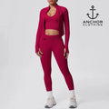 Women’s Seamless 3 Piece Yoga Set | Sports Bra Leggings & Zip Jacket | Matching Gym Outfit