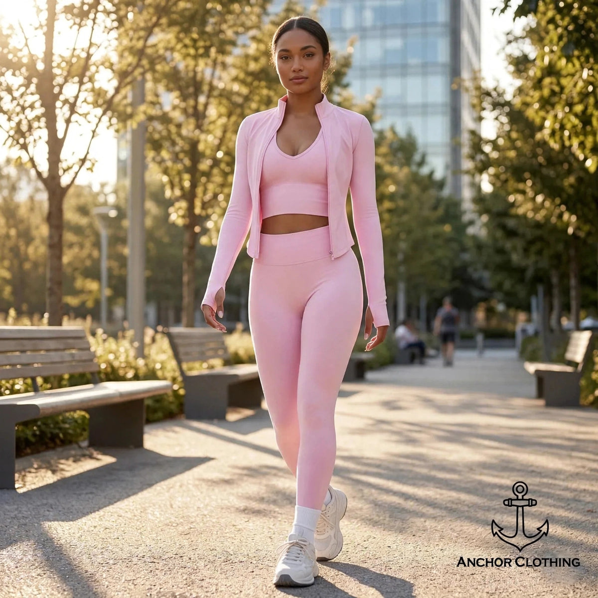 Women’s Seamless 3 Piece Yoga Set | Sports Bra Leggings & Zip Jacket | Matching Gym Outfit