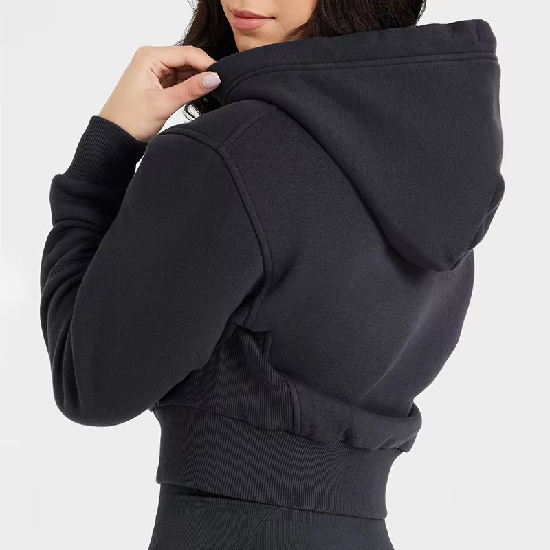 Women's 3-Piece Activewear Set - Cropped Zip-Up Hoodie + Sports Bra + High-Waisted Leggings - Gym Workout Yoga Set