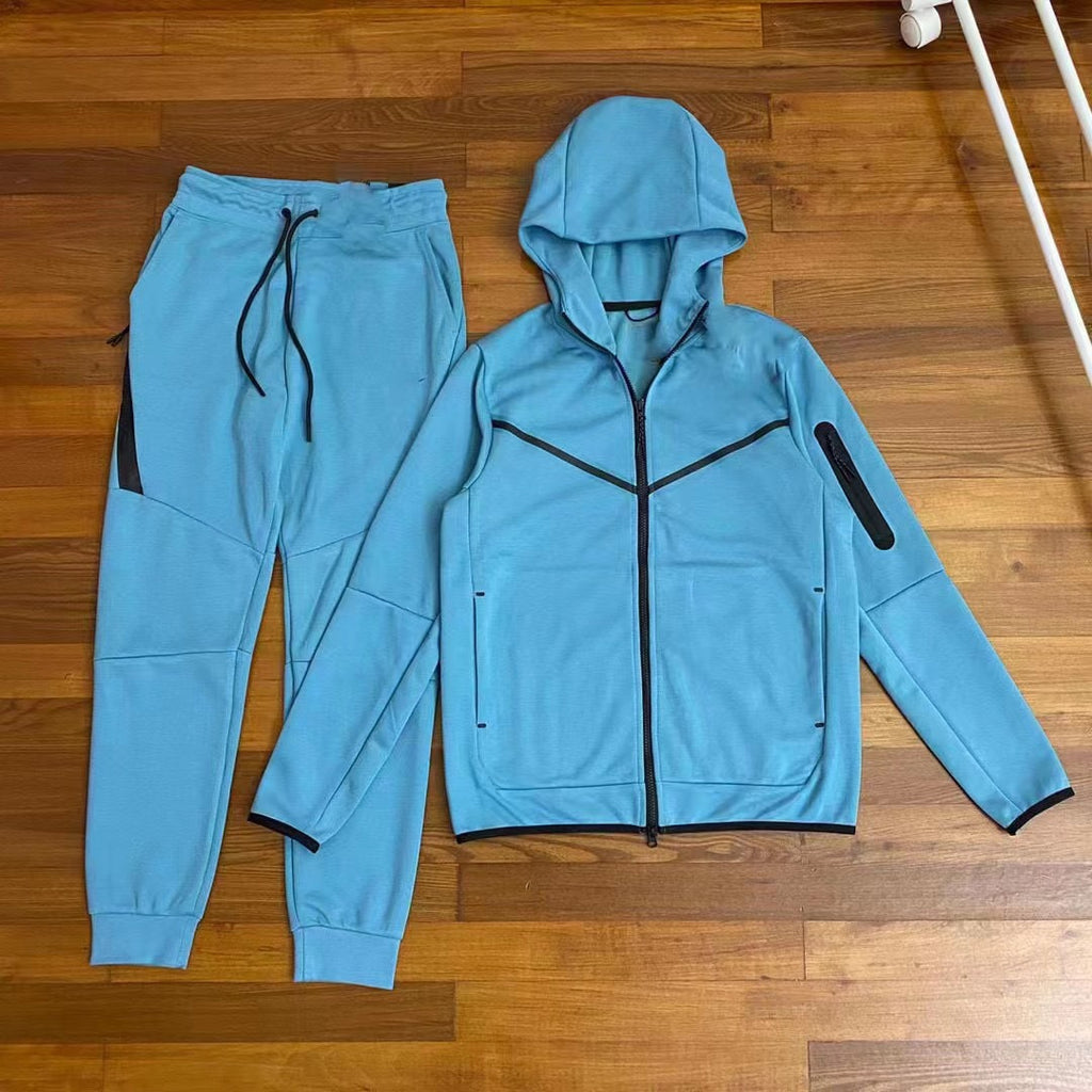 Anchor Active Tech Fleece Tracksuit - 2 Piece Hooded Sweatsuit - Black & Grey