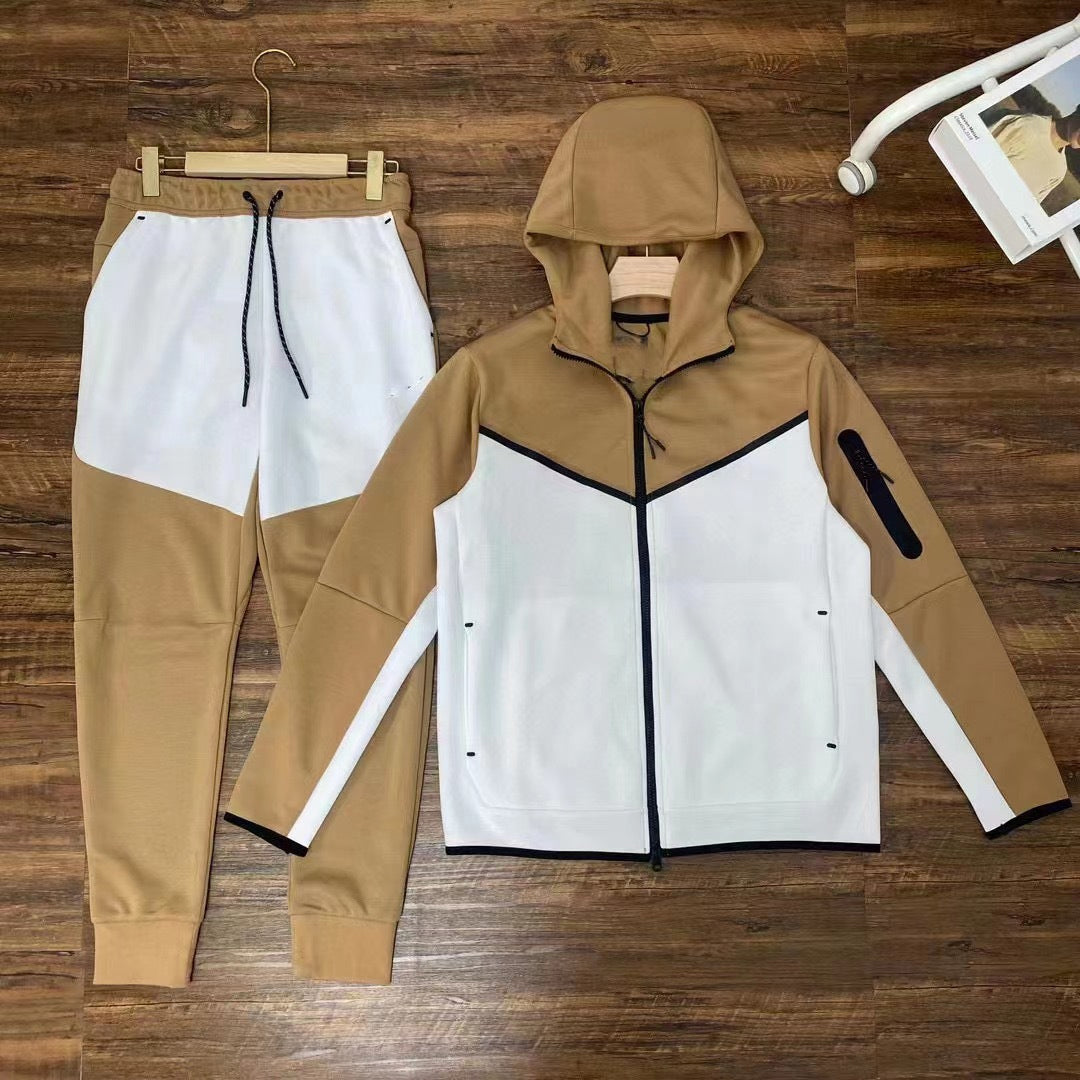 Anchor Active Tech Fleece Tracksuit - 2 Piece Hooded Sweatsuit - Black & Grey