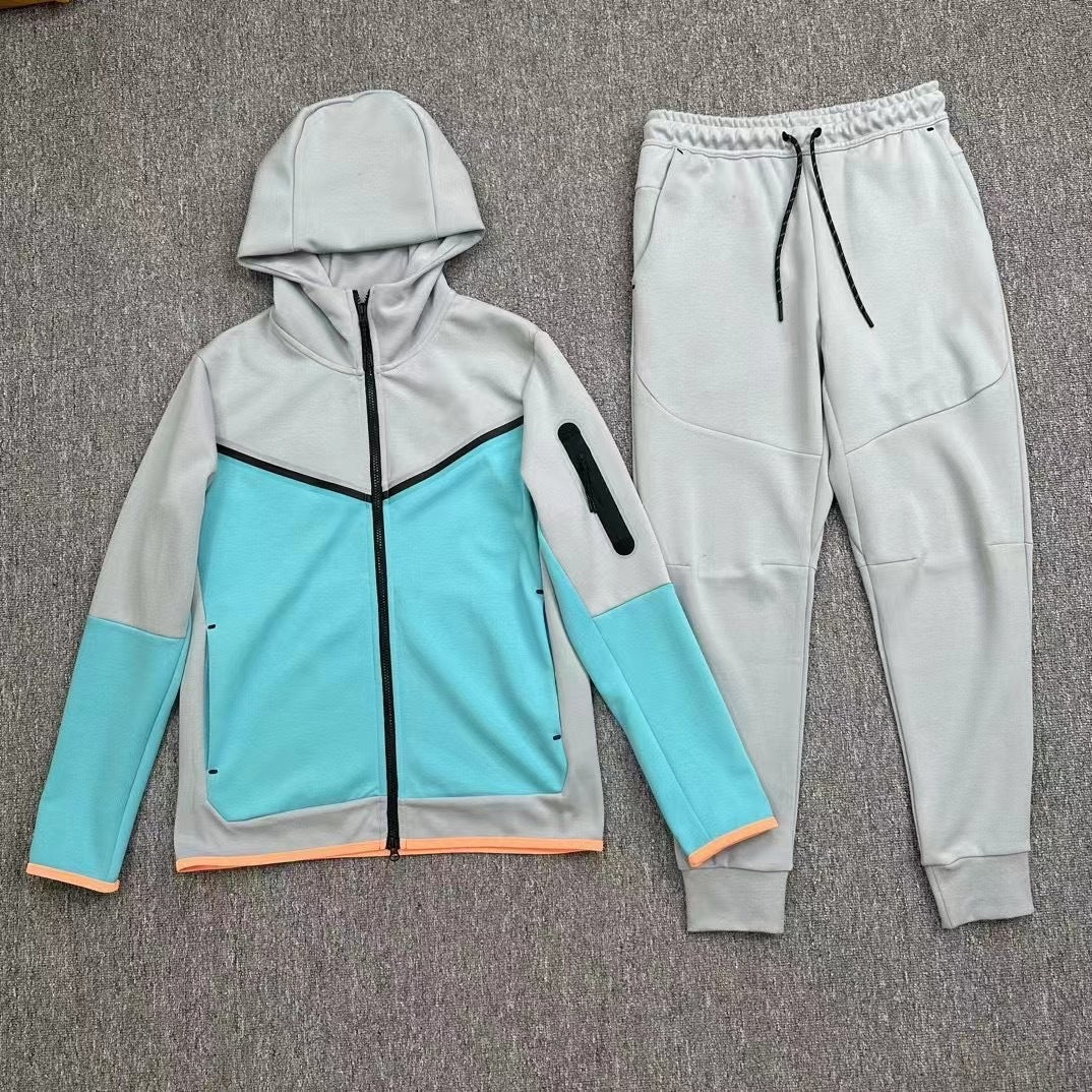 Anchor Active Tech Fleece Tracksuit - 2 Piece Hooded Sweatsuit - Black & Grey