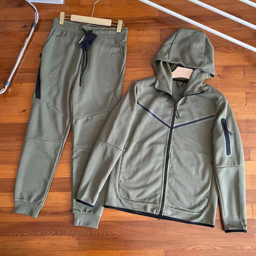 Anchor Active Tech Fleece Tracksuit - 2 Piece Hooded Sweatsuit - Black & Grey