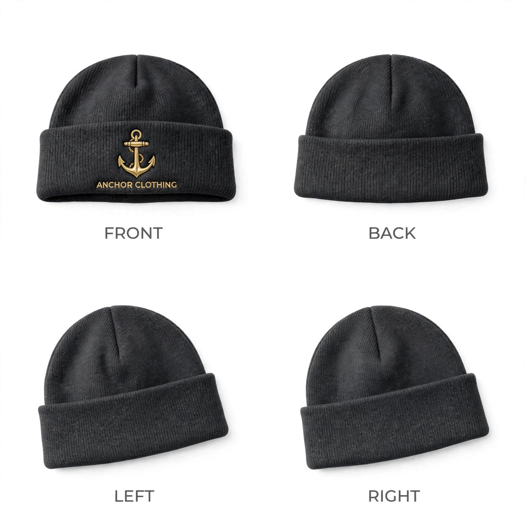 Anchor Clothing Signature Cuffed Beanie - Premium Knit Fisherman Beanie with 3D Embroidered Anchor Logo | 6 Colors