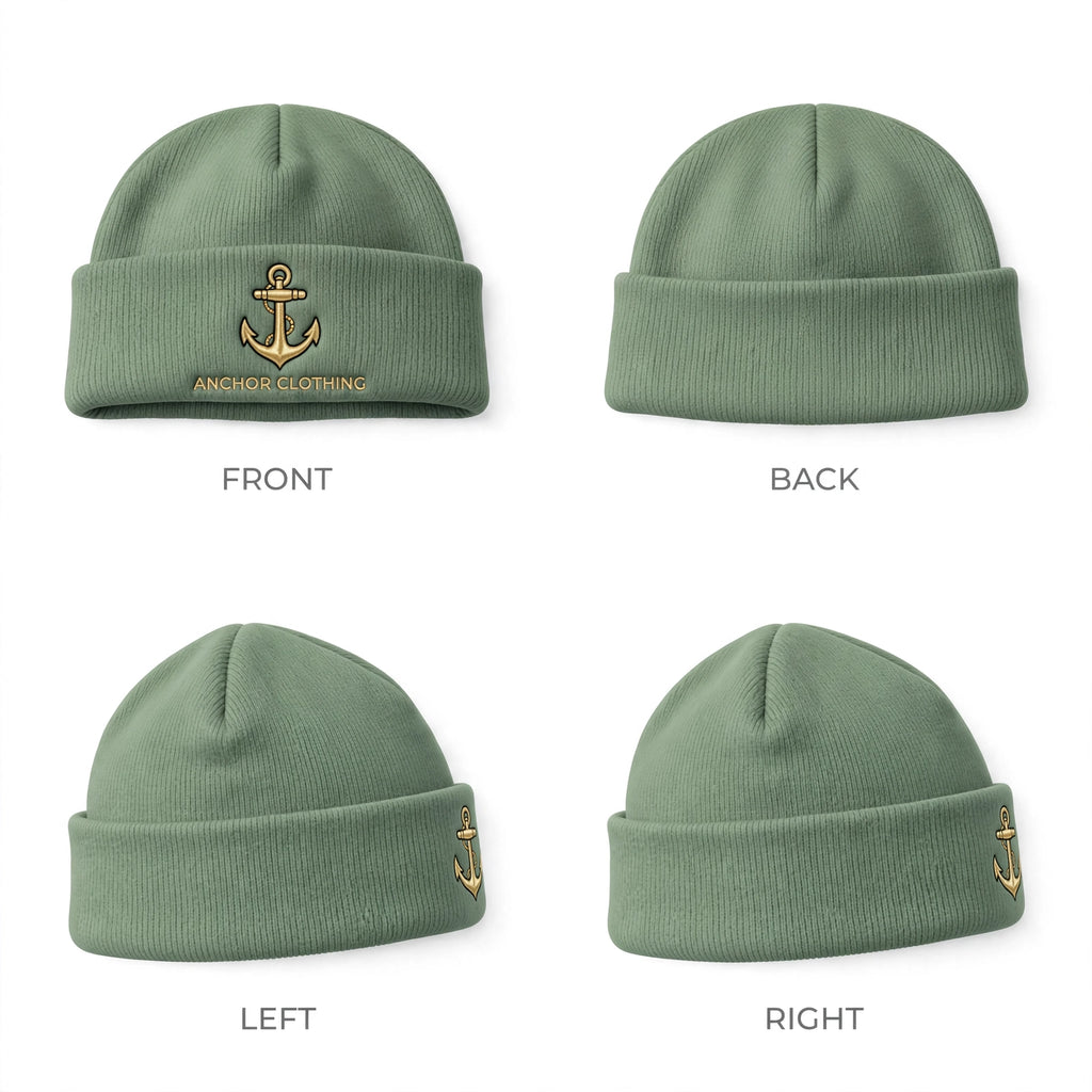Anchor Clothing Signature Cuffed Beanie - Premium Knit Fisherman Beanie with 3D Embroidered Anchor Logo | 6 Colors