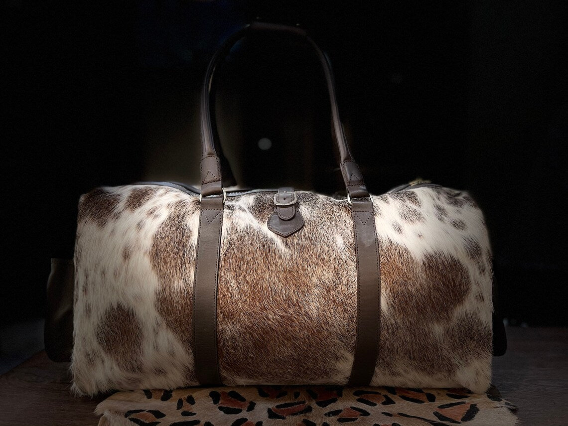Luxury Cowhide Leather Duffle Bag – Handmade Custom Travel Weekend Bag