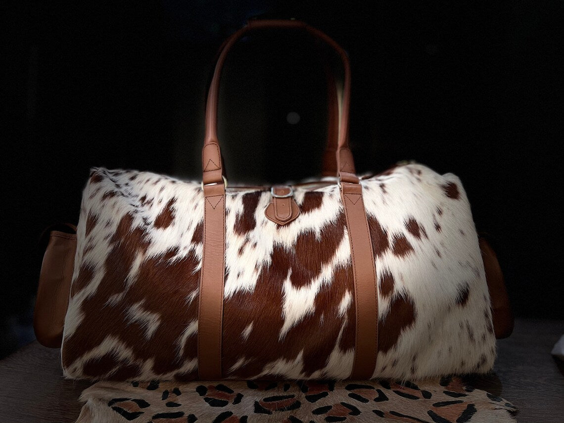 Luxury Cowhide Leather Duffle Bag – Handmade Custom Travel Weekend Bag
