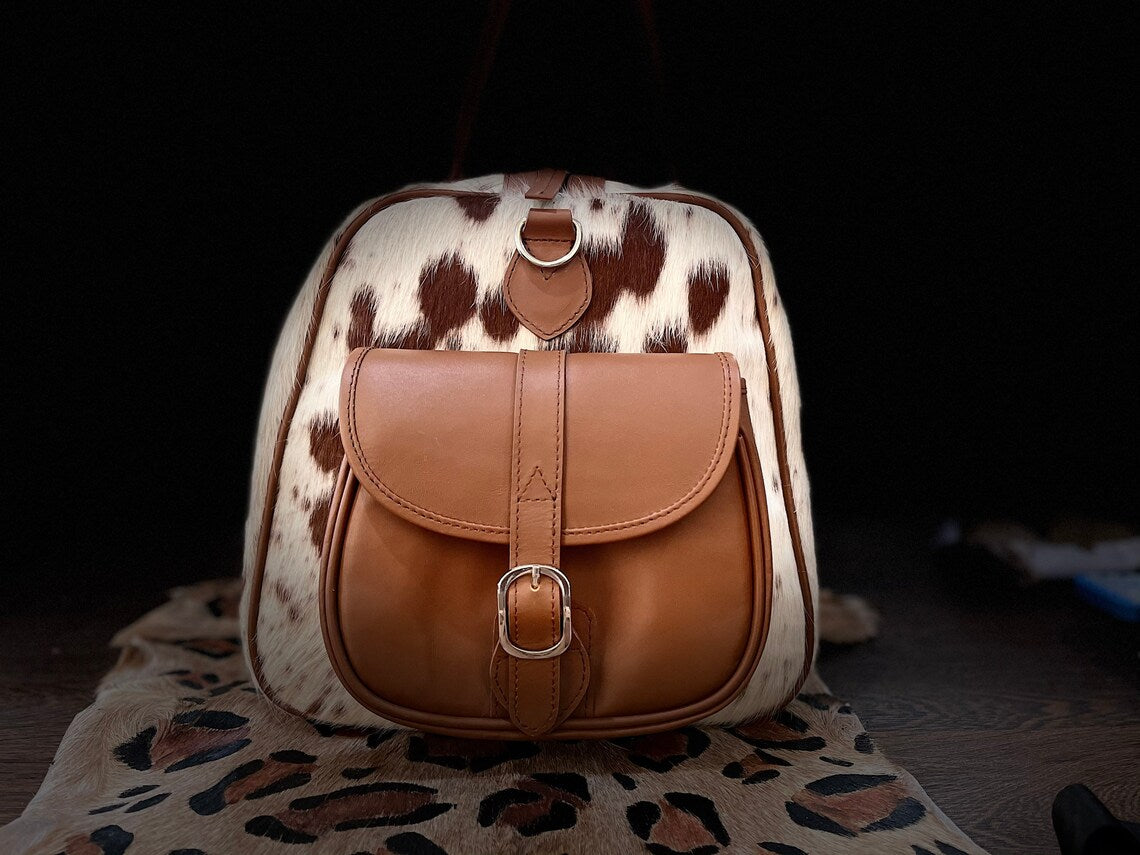 Luxury Cowhide Leather Duffle Bag – Handmade Custom Travel Weekend Bag