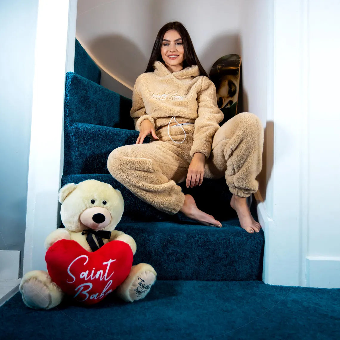 Women's Teddy Tracksuit. Fleece Cropped Hoodie or Joggers Set Loungewear Fluffy Winter Gifts for Her blogger Coord Borg Sweatshirt Gifts