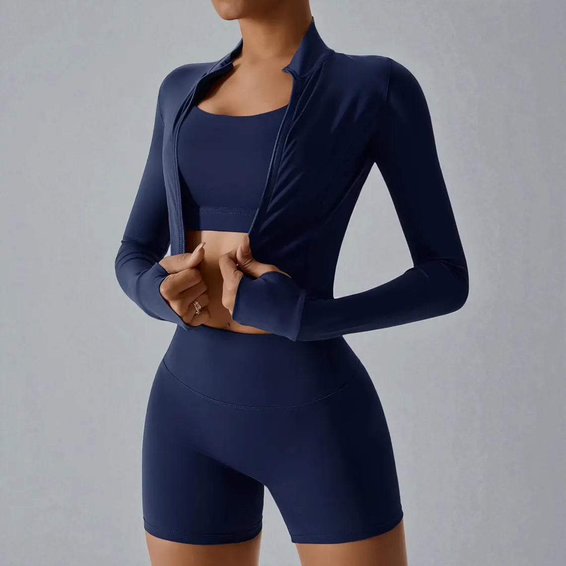 3PCS Women’s Yoga Set, Long or Short Leggings | Long Sleeve Zip Top | Gym Workout Outfits | Fitness Sportswear | Athletic Yoga Clothing