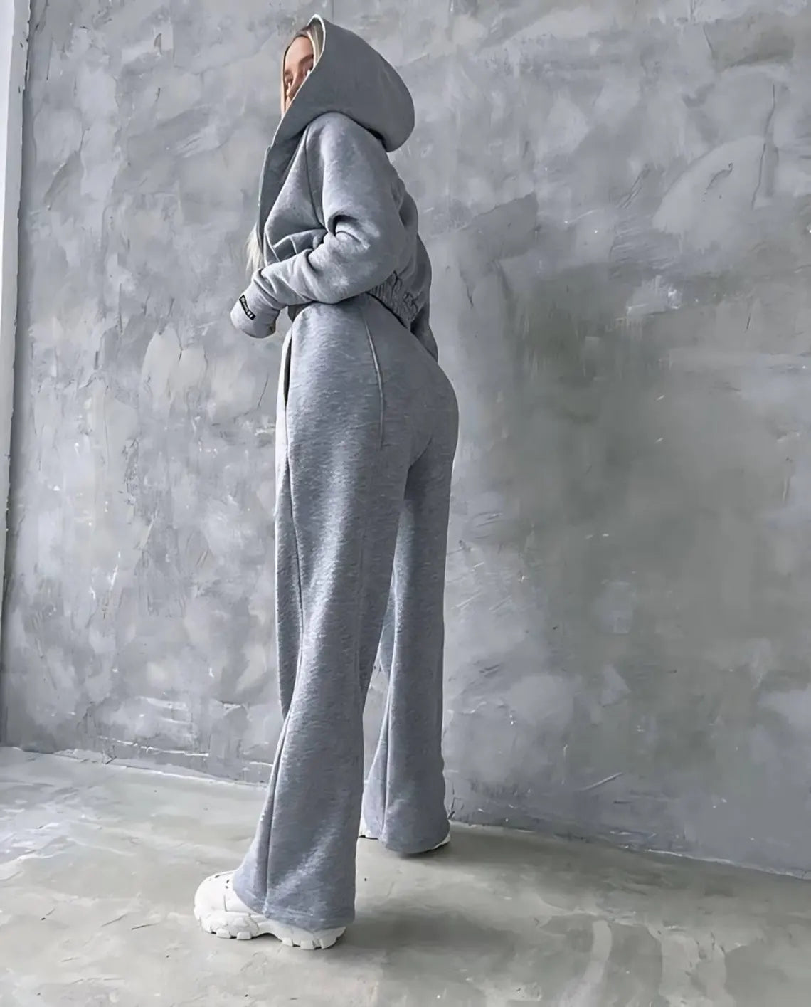 Fleece Tracksuit Set: Hoodie, Corset Crop Top & Joggers - Warm Loungewear