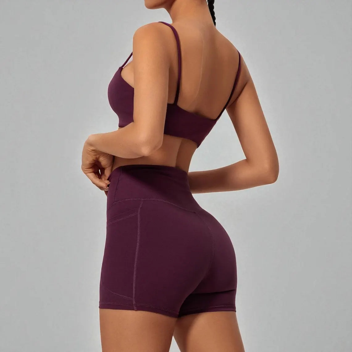 High Waist Yoga Set: Quick Dry Sports Bra & Scrunch Shorts