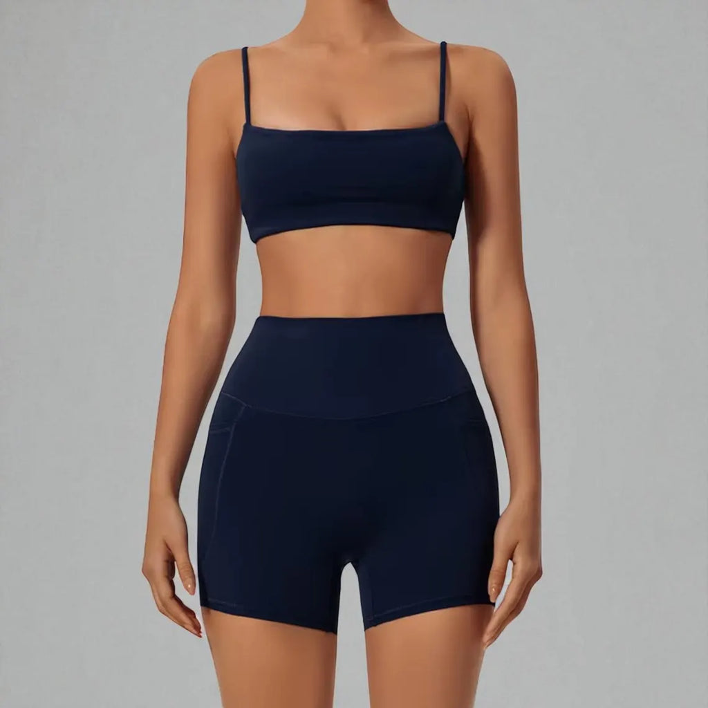 High Waist Yoga Set: Quick Dry Sports Bra & Scrunch Shorts