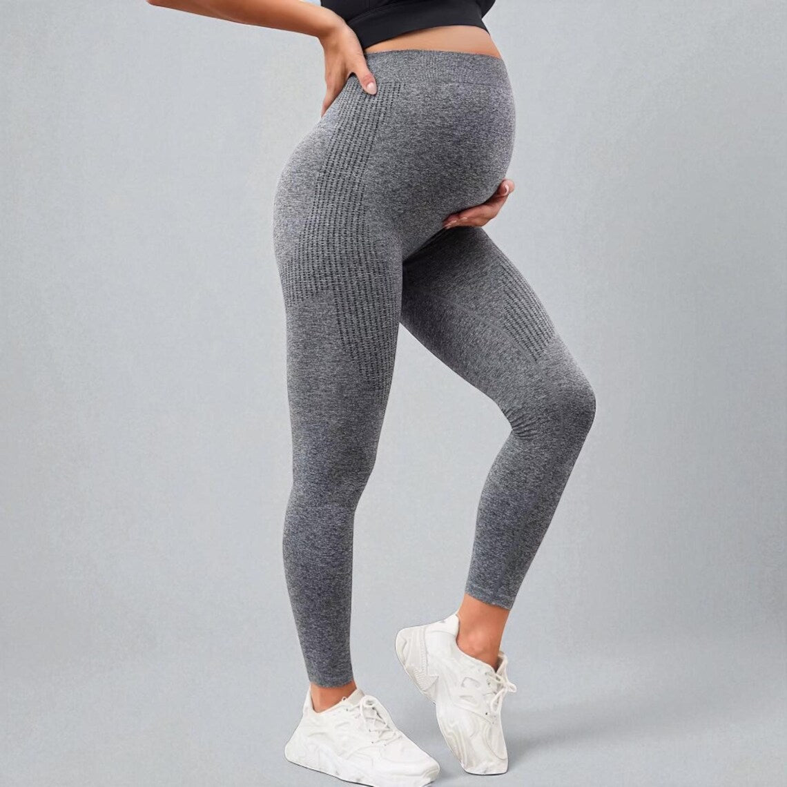 High Waist Maternity Leggings | Pregnancy Belly Support Pants | Postpartum Body Shaper | Stretchy Fitness Trousers for Women