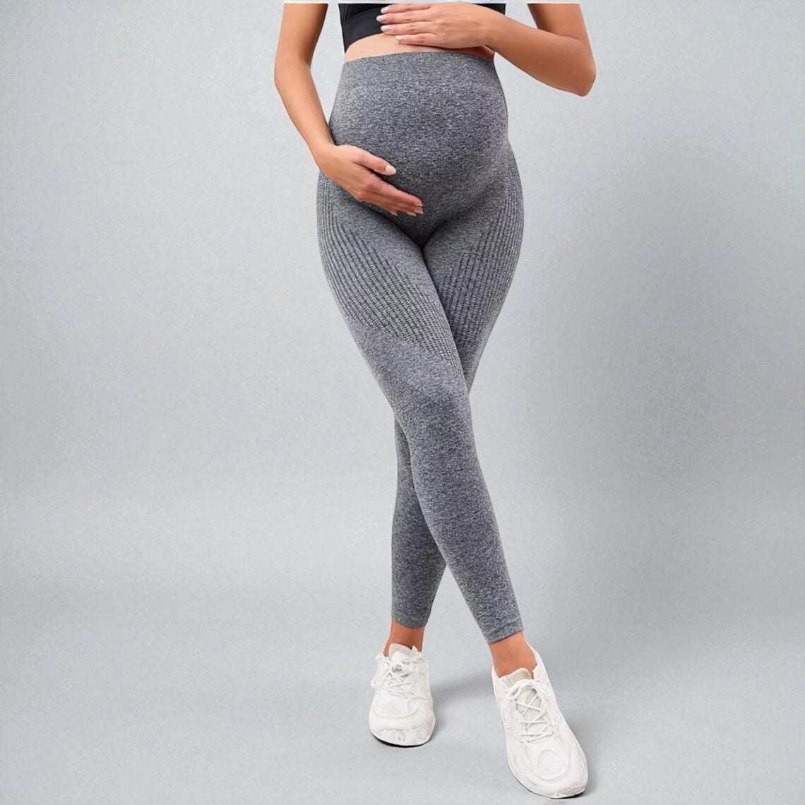 High Waist Maternity Leggings | Pregnancy Belly Support Pants | Postpartum Body Shaper | Stretchy Fitness Trousers for Women
